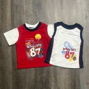 New Baby & Toddler Boys Size 18 Months 2-Piece Red & Blue “Beach Fest” Shirt Set